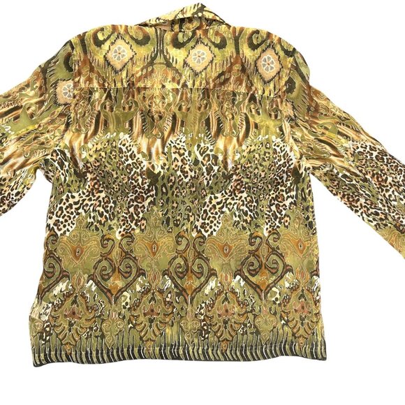 Roberto Cavalli Womens Button-Up Shirt Animal Print & Baroque Pattern M - Picture 6 of 7